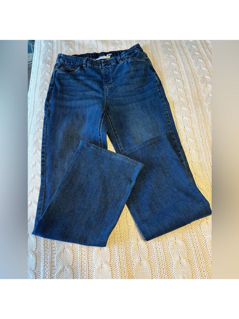Denim&Co Women's Stylish Stretch Dark Blue Boot Cut Jeans Sz 8T